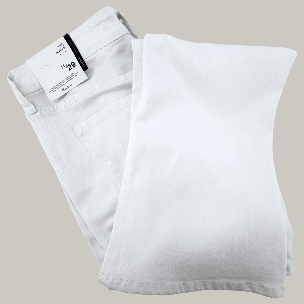 NEW KanCan Flare Jeans Women 11/29 White  Distressed High Rise Relaxed KC7346WT